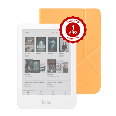 Pack ereader Kobo Clara Colour HD Blanco con Funda SleepCover Premium Amarillo - Bestmart