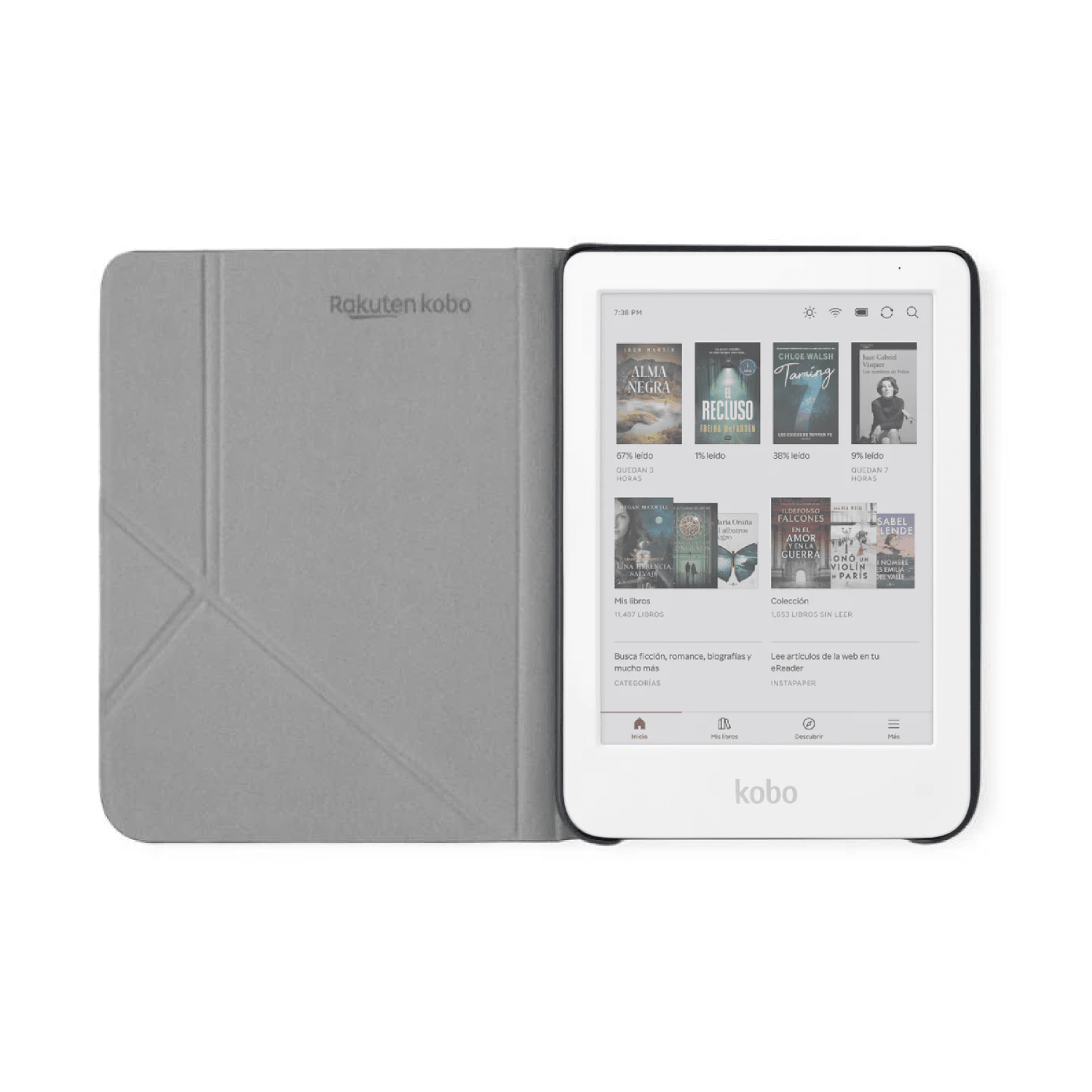 Pack ereader Kobo Clara Colour HD Blanco con Funda SleepCover Rosado - Bestmart