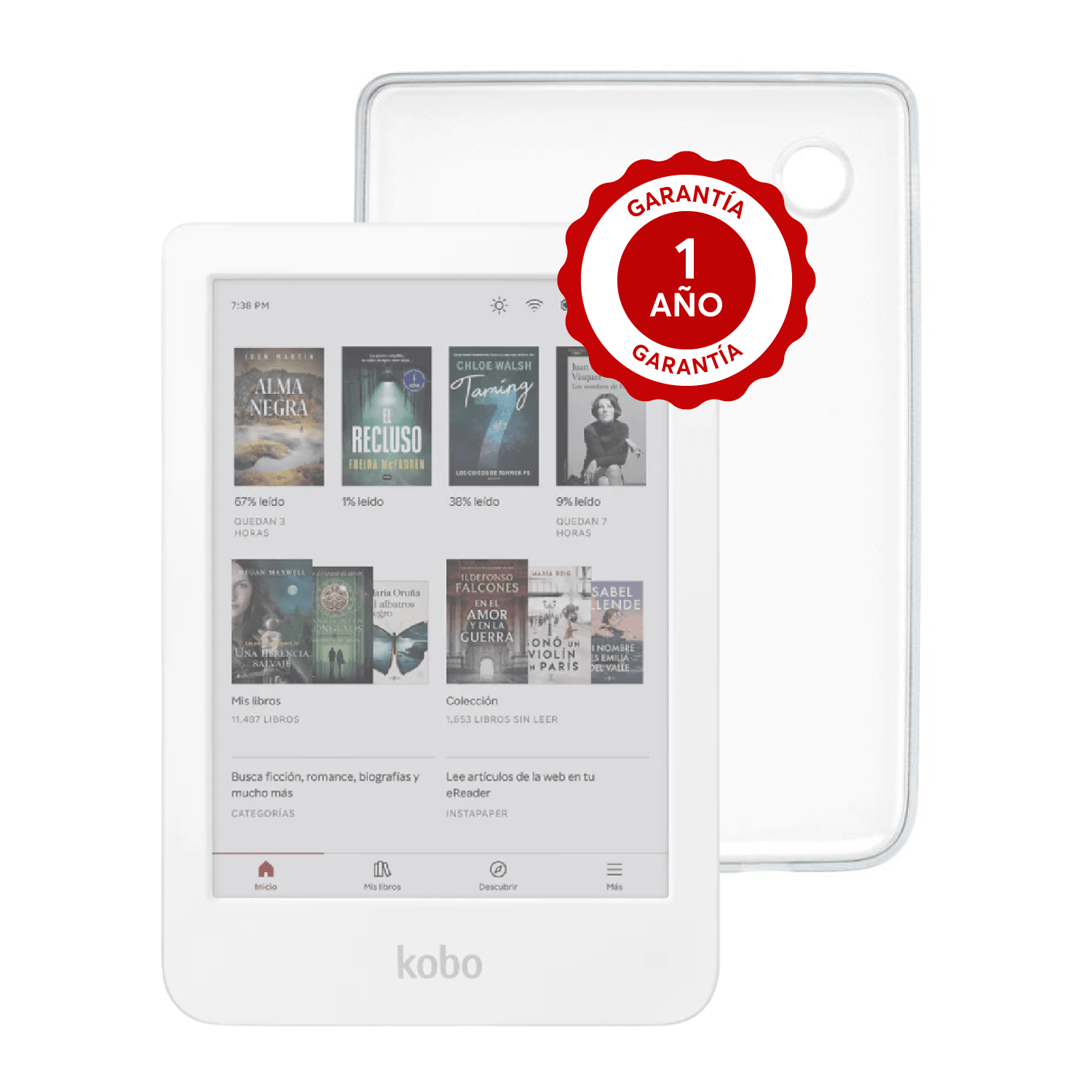 Pack ereader Kobo Clara Colour HD Blanco con Funda Transparente - Bestmart