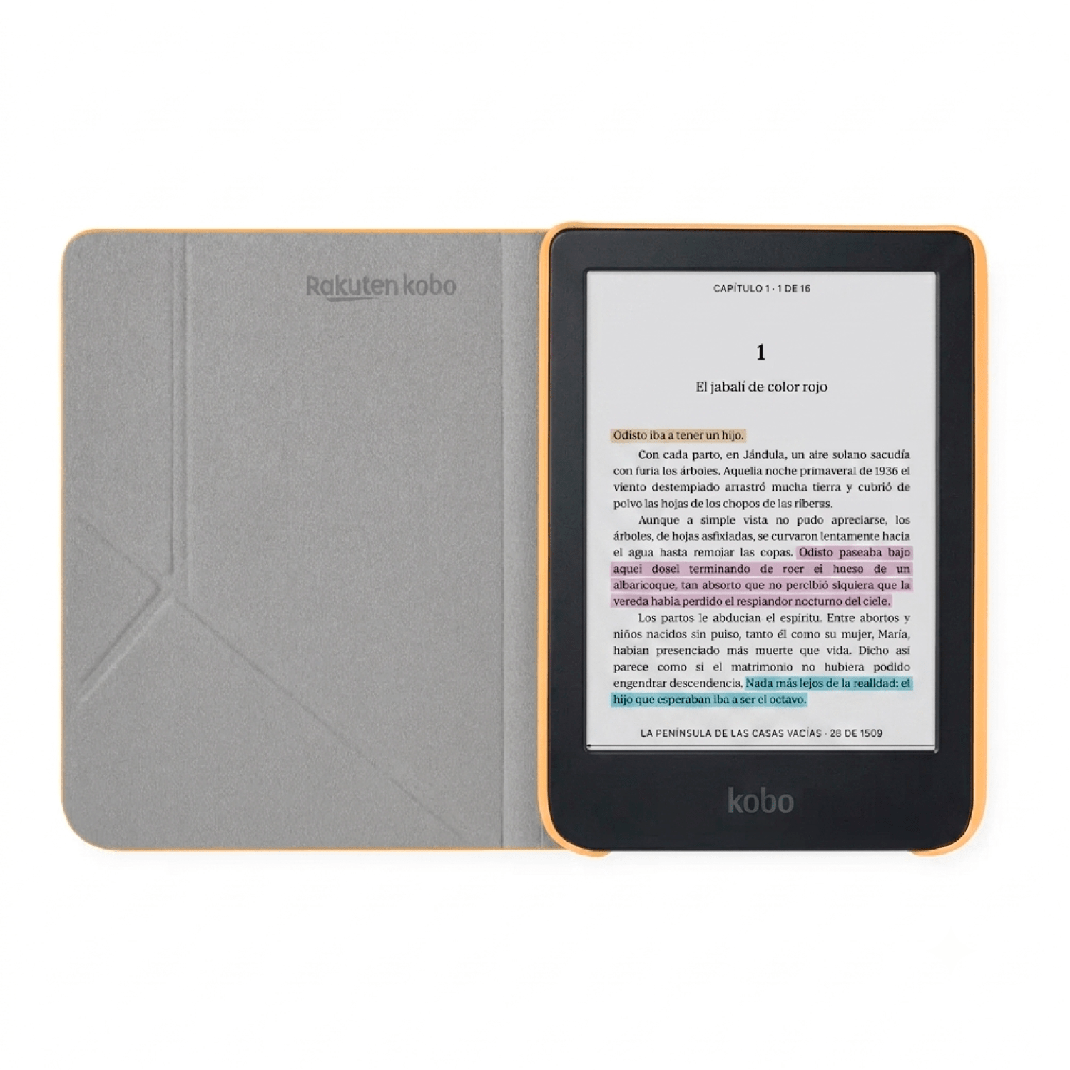 Pack ereader Kobo Clara Colour HD Negro con Funda SleepCover Premium Amarillo - Bestmart