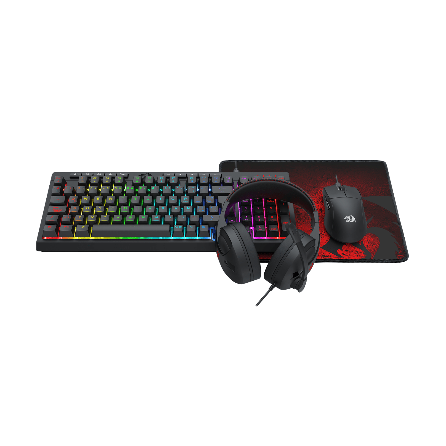 Pack Teclado Audífono Mouse y Mousepad Redragon S147 Negro - Bestmart