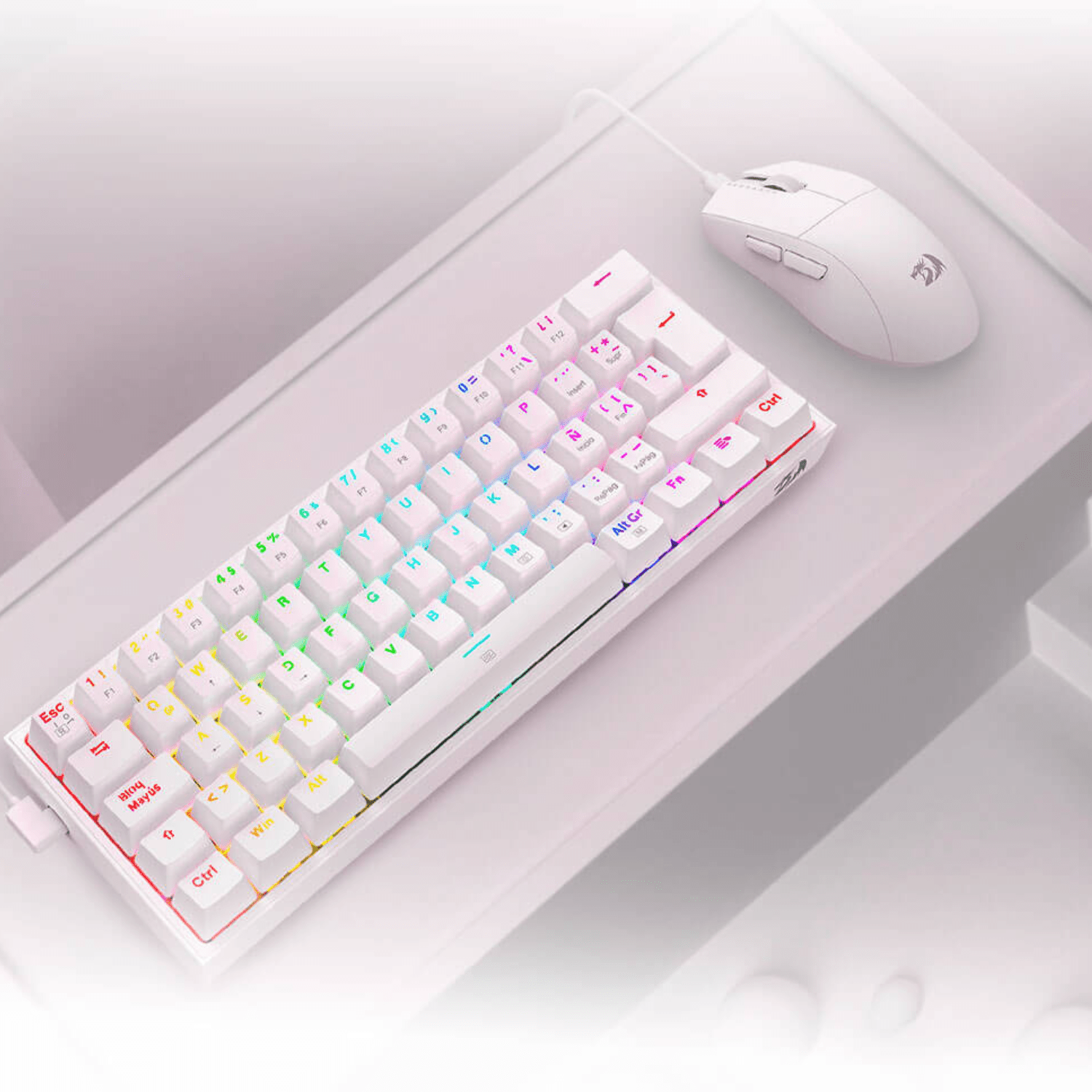 Pack Teclado K617 RGB y Mouse King M724 Redragon S143 Blanco - Bestmart