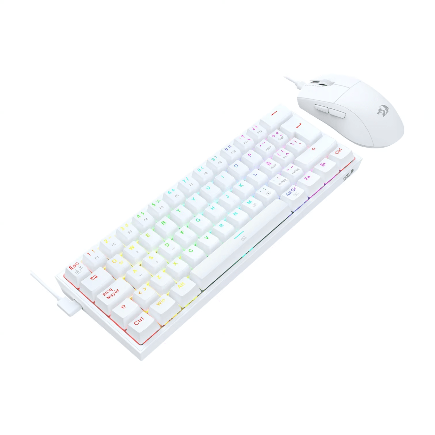 Pack Teclado K617 RGB y Mouse King M724 Redragon S143 Blanco - Bestmart