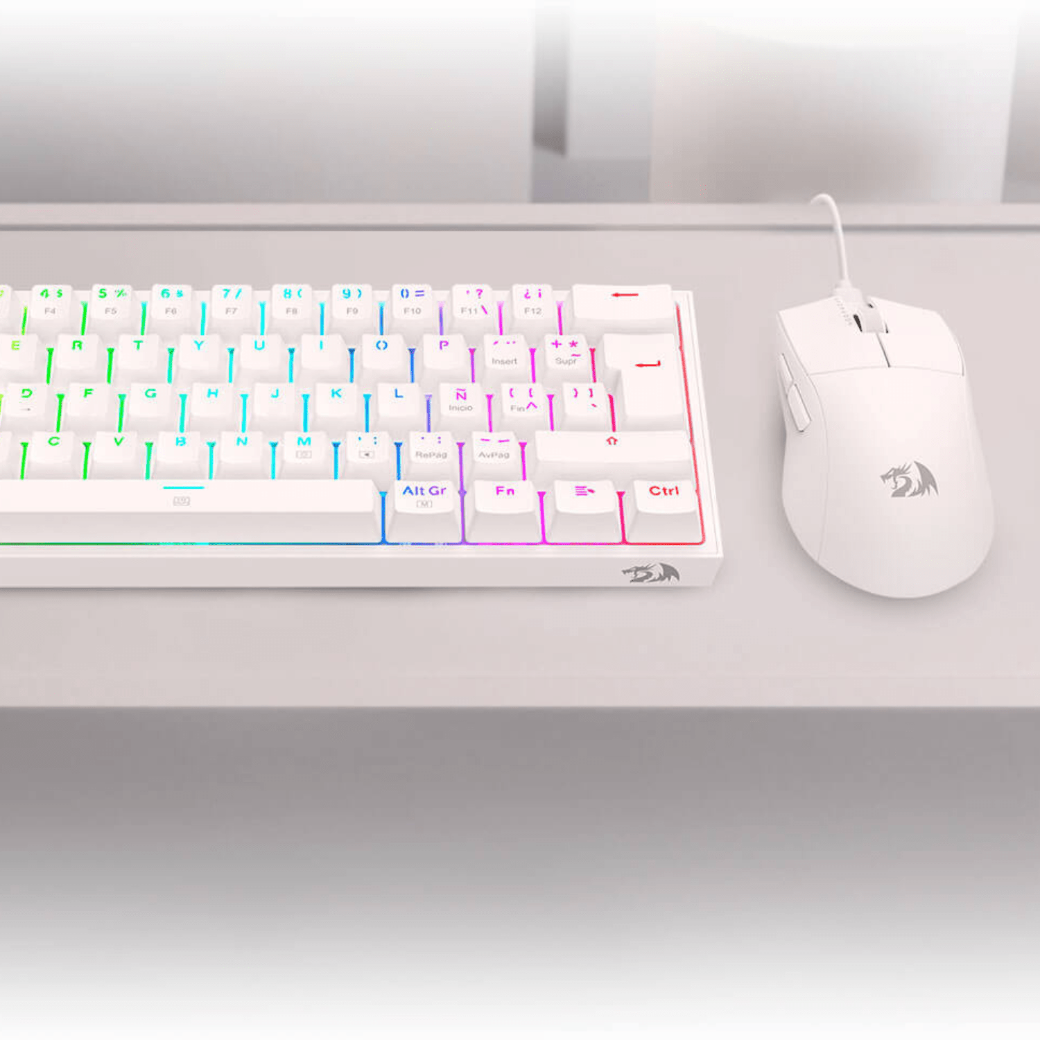 Pack Teclado K617 RGB y Mouse King M724 Redragon S143 Blanco - Bestmart