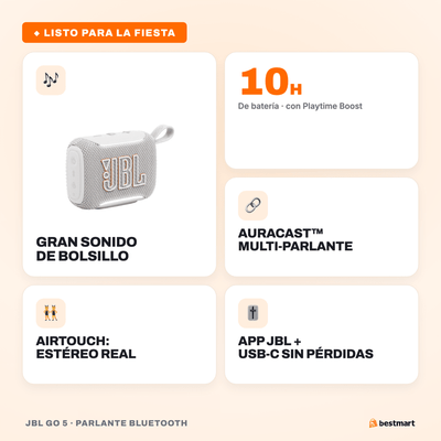 Parlante Bluetooth JBL Go 5 Blanco - Bestmart