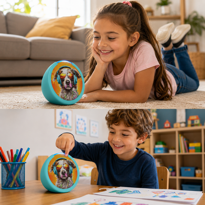 Parlante Inteligente Amazon Echo Pop Kids con Alexa Anthro Pup para Niños - Bestmart