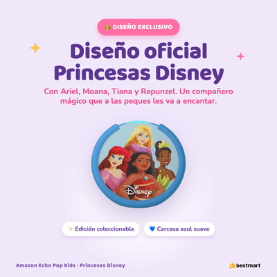 Parlante Inteligente Amazon Echo Pop Kids con Alexa para Niñas - Princesas Disney - Bestmart