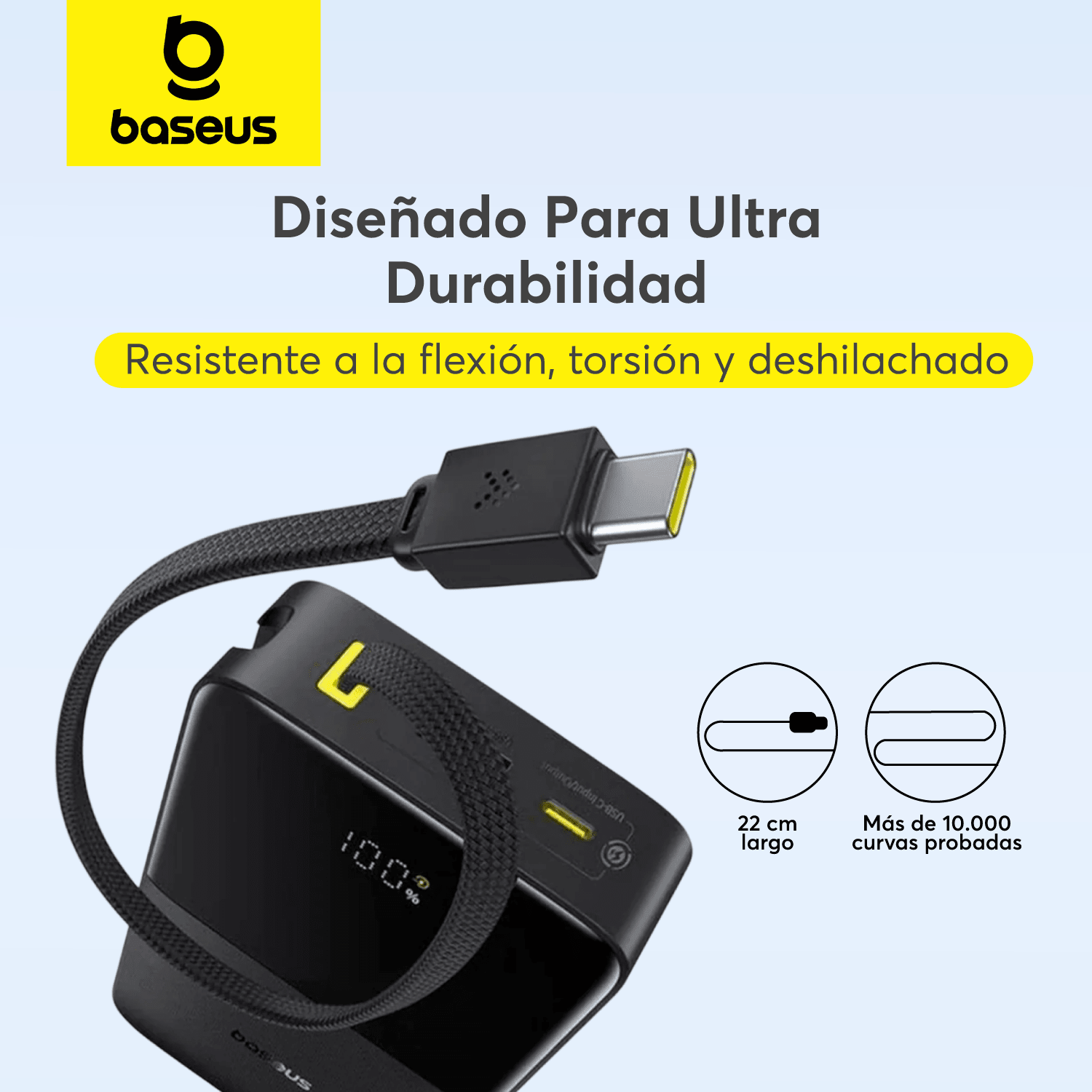 Power Bank Baseus EnerFill Bipow2 Pro 20000mAh USB - C Cable 22.5W Negro - Bestmart