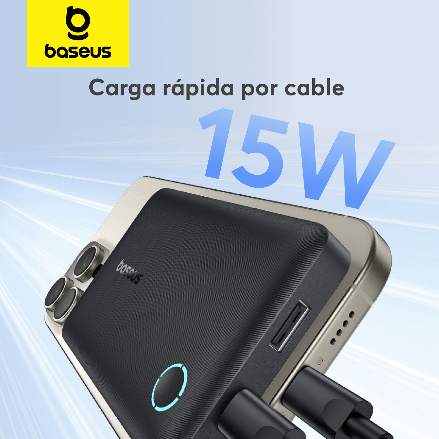 Power Bank Baseus EnerFill FP11 10000 mAh 15W con Cable USB - C a USB - C Negro - Bestmart