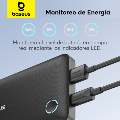 Power Bank Baseus EnerFill FP11 10000 mAh 15W con Cable USB - C a USB - C Negro - Bestmart