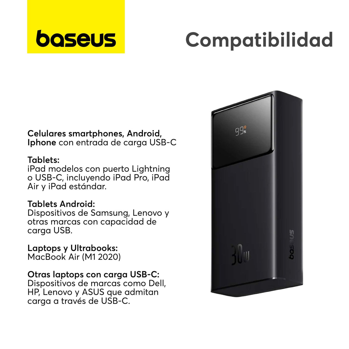 Power Bank Baseus Star - Lord con Pantalla Digital Carga Rápida 10.000mAh 30W Negro - Bestmart