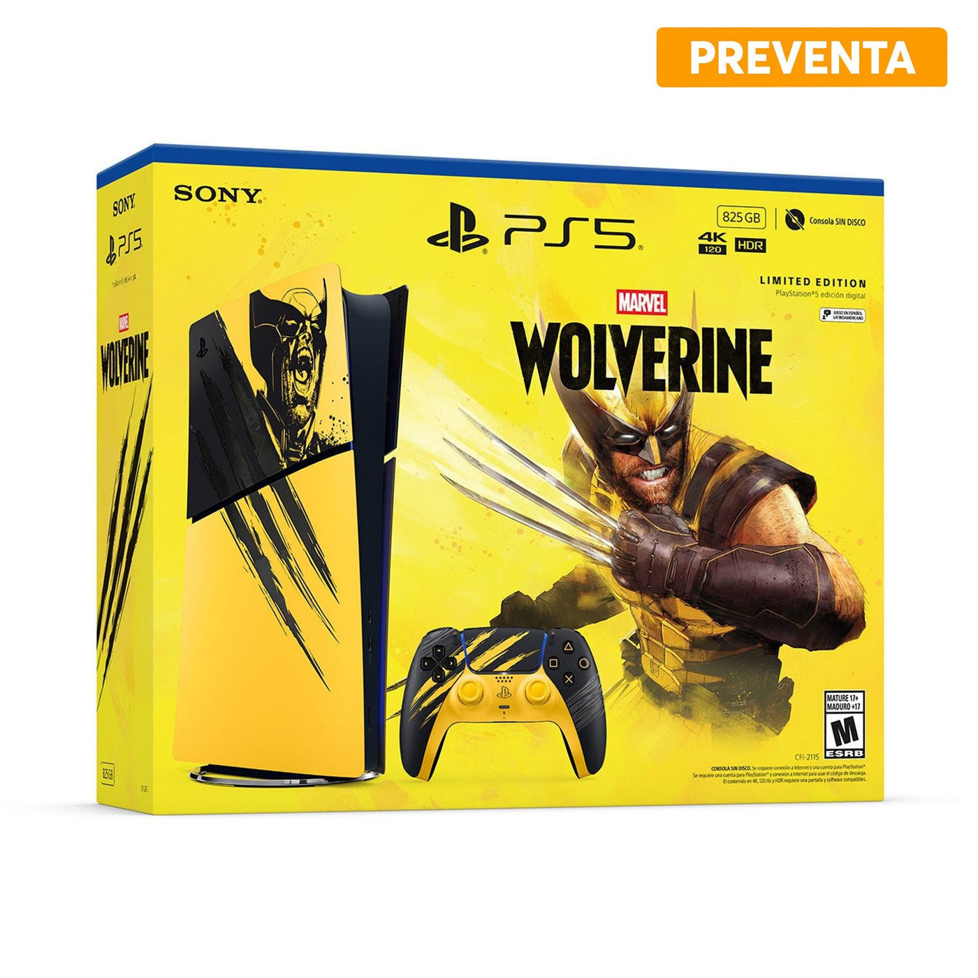 Preventa Consola Sony PlayStation 5 Slim Edición Digital 825GB Marvel's Wolverine Battle Yellow