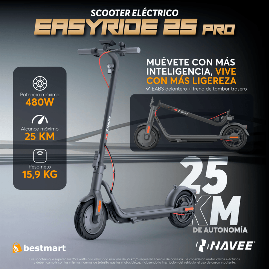 Scooter eléctrico Navee Easyride 25 Pro 480W Negro