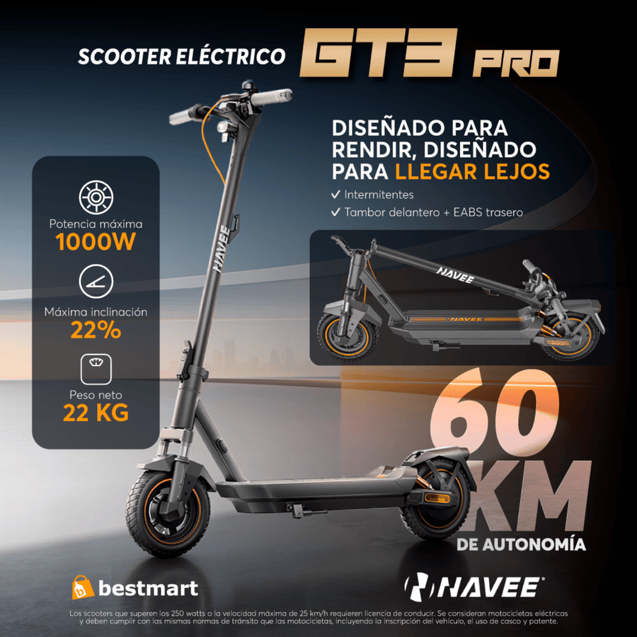 Scooter eléctrico Navee GT3 Pro 1000W Negro