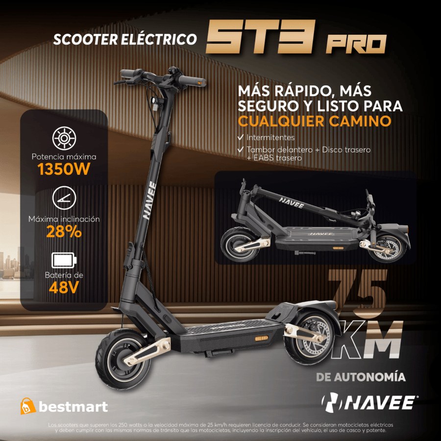 Scooter eléctrico Navee ST3 Pro 1350W Negro