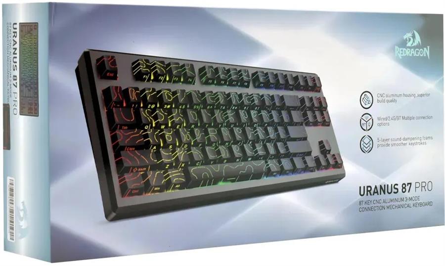 Teclado Gamer Mecánico Redragon Uranus 87 Pro K737B TKL Hot-Swap RGB Inalámbrico Negro - Bestmart