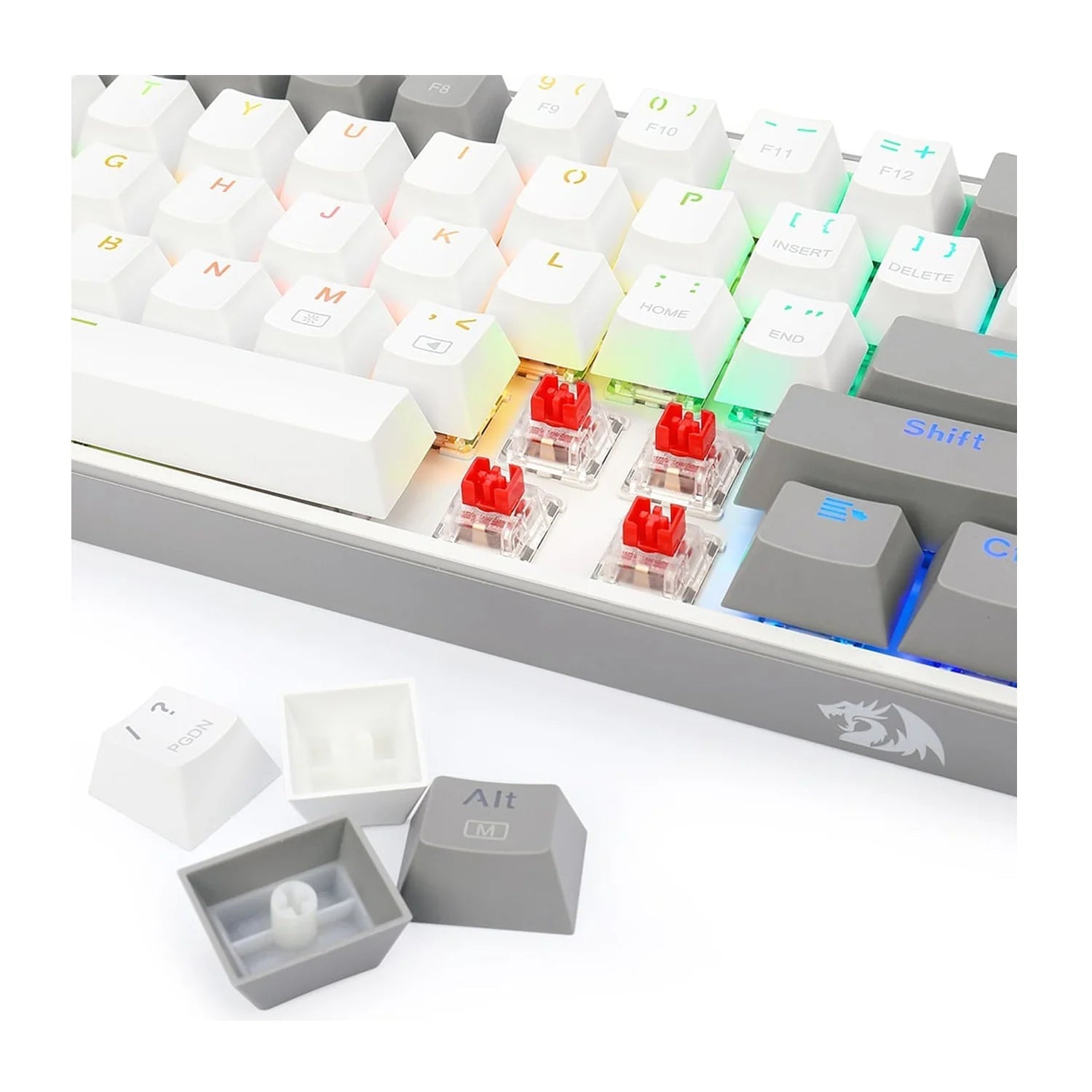 Teclado Gamer Redragon Fizz K617 RGB Mecánico Switch Red Blanco con Gris - Bestmart