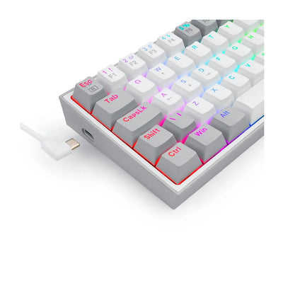 Teclado Gamer Redragon Fizz K617 RGB Mecánico Switch Red Blanco con Gris - Bestmart