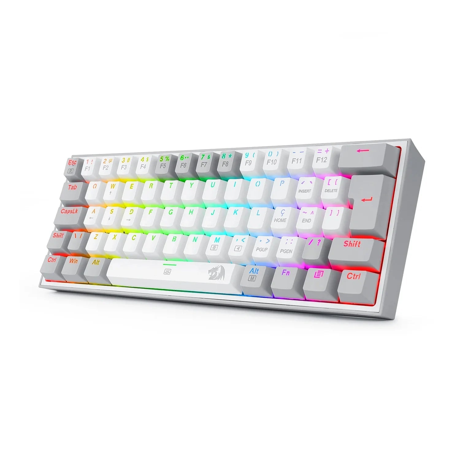 Teclado Gamer Redragon Fizz K617 RGB Mecánico Switch Red Blanco con Gris - Bestmart