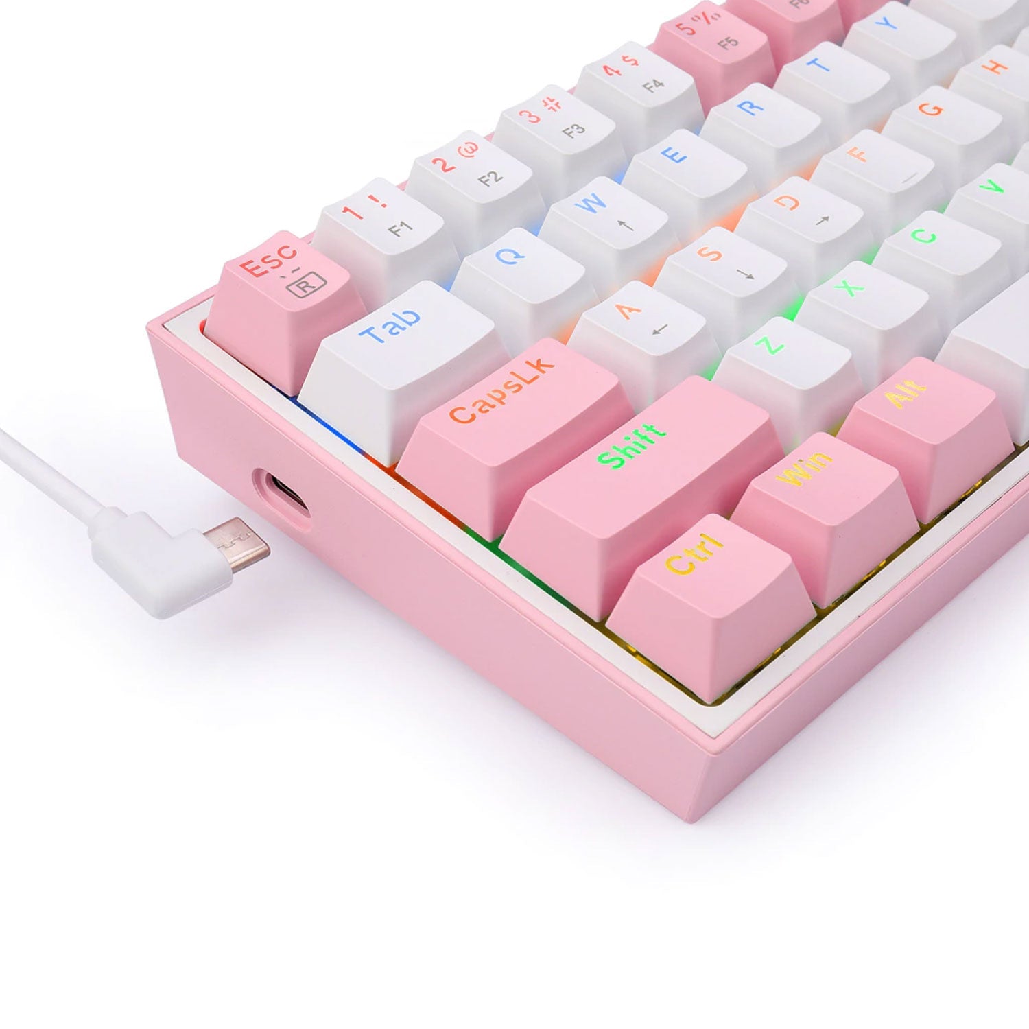 Teclado Gamer Redragon Fizz K617 RGB Mecánico Switch Red Rosado con Blanco - Bestmart