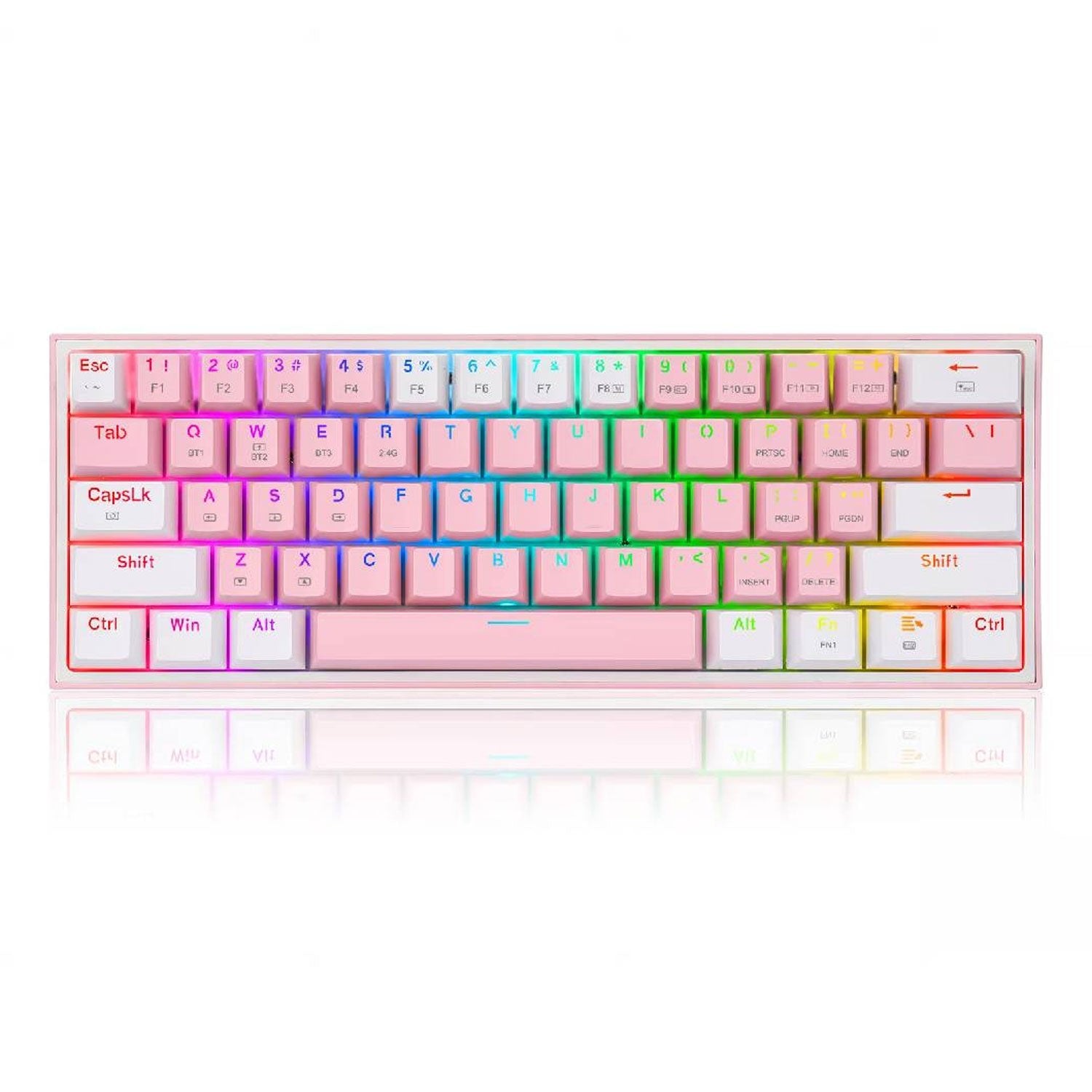 Teclado Gamer Redragon Fizz K617 RGB Mecánico Switch Red Rosado con Blanco - Bestmart