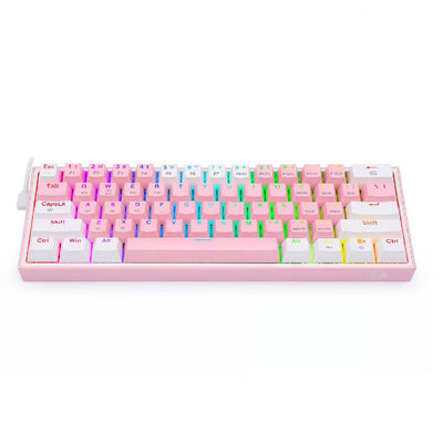 Teclado Gamer Redragon Fizz K617 RGB Mecánico Switch Red Rosado con Blanco - Bestmart