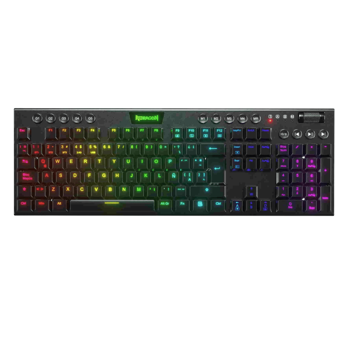 Teclado Gamer Redragon Horus K618W - RGB - SP Full Size WiFi negro - Bestmart