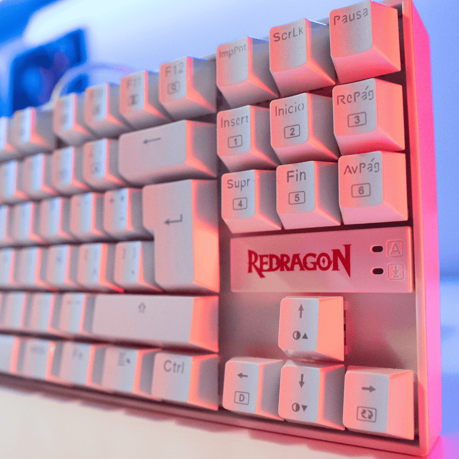 Teclado Mecánico Gamer Redragon Kumara K552 RGB Switch Red - Compacto 80% - Blanco - Español