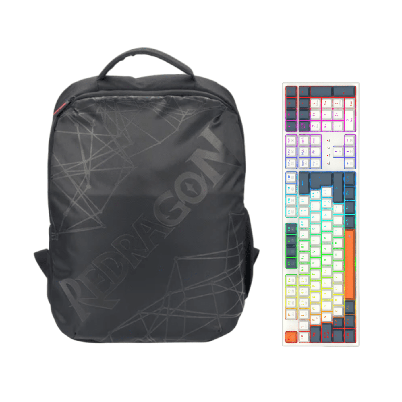 Teclado Gamer Redragon Trundle K668WBO Español Blanco con Mochila Aeneas de REGALO