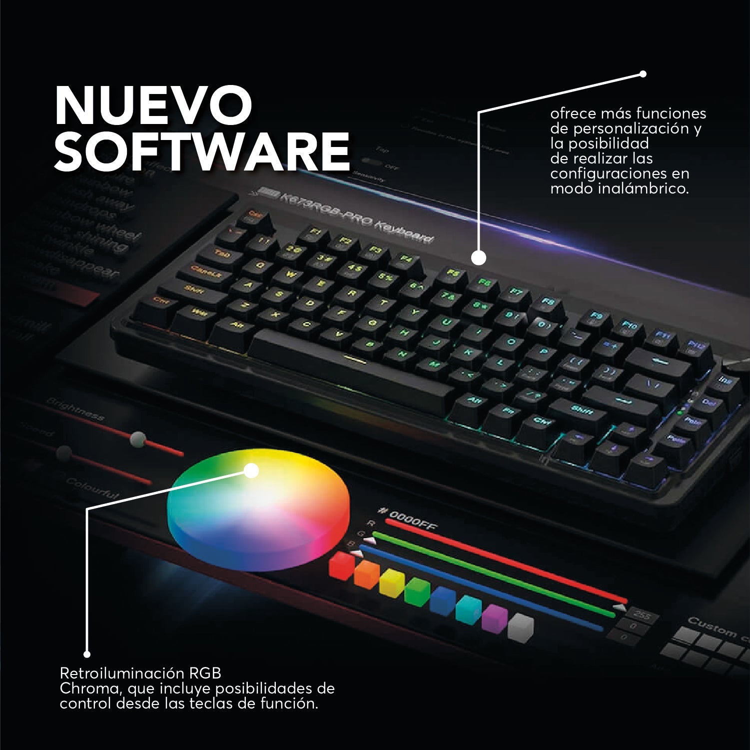 Teclado Mecánico Gamer Redragon Ucal Pro K673 Chroma RGB Switch Red - Compacto 75% - Negro - Español - Bestmart