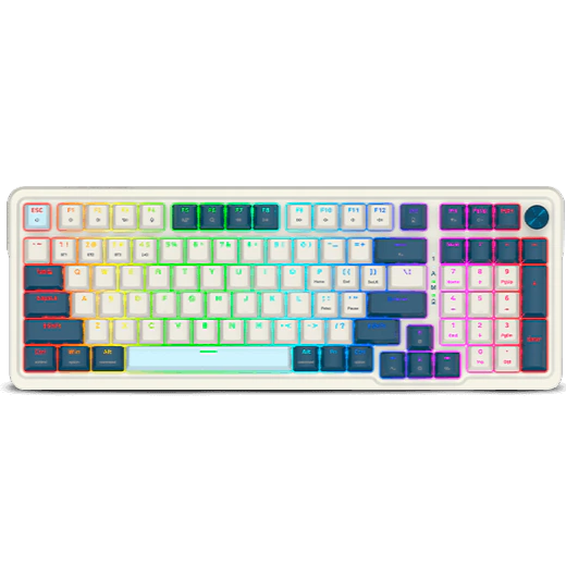 Teclado Mecánico Redragon Eisa K686 98% con Triple Conexión, RGB Chroma, compatible Windows/Mac, color blanco con azul - Bestmart