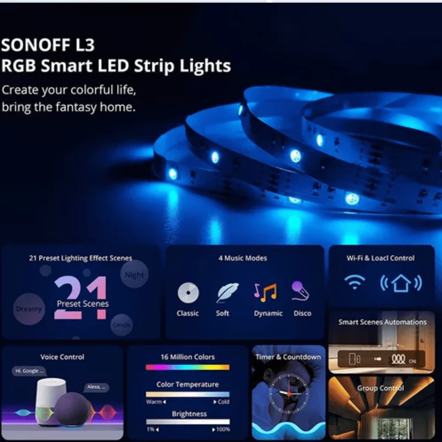 Tira LED WiFi RGB Sonoff L3 - 5 metros - Bestmart