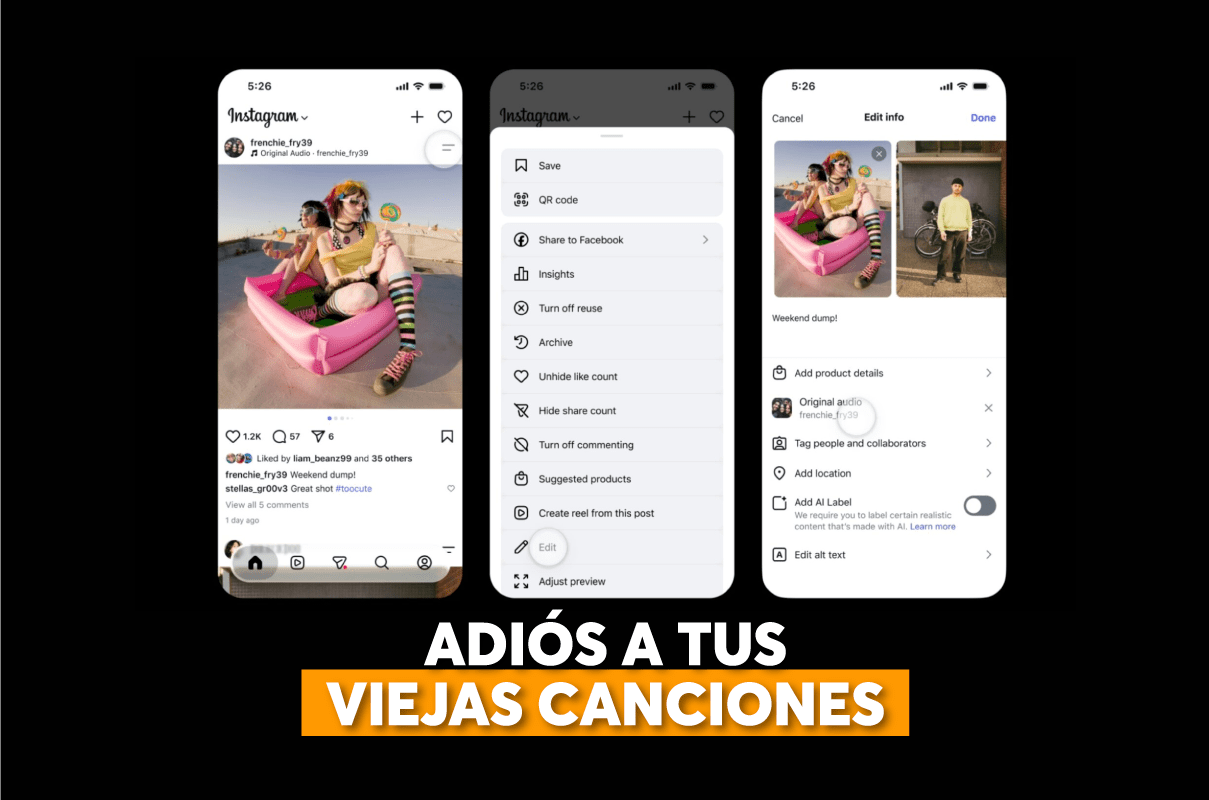 Instagram permite cambiar la música de posts antiguos - Bestmart