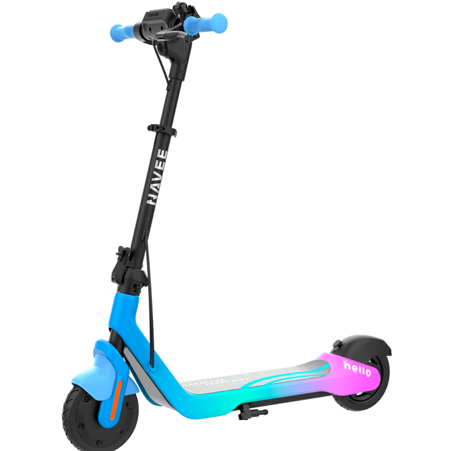 Navee Scooter Eléctrico Infantil K100 Max Plegable Autonomía 24km Máx 16km/h 260W Luces RGB Parlante Bluetooth Control Parental 6-14 Años Azul