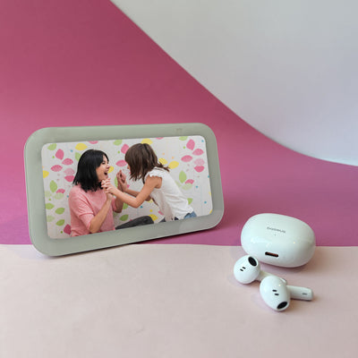 Pack Amazon Echo Show 5 3ra Gen Blanco + Audifono Inalambrico Baseus Bowie E13 Blanco
