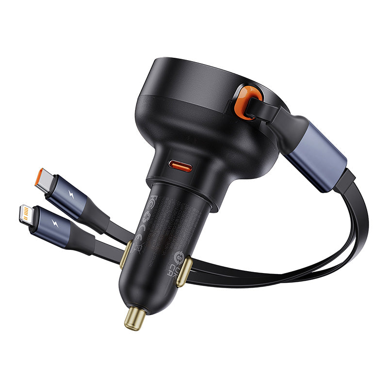 Cargador de smartphone para Auto Baseus Enjoyment Tipo C Con Cable Tipo C y Lightning - 60W - Negro