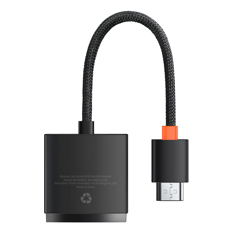 Baseus Baseus Lite Series enchufe adaptador HDMI a VGA - Negro - Bestmart