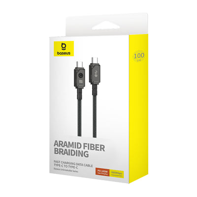 Cable de carga rápida Baseus Unbreakable Tipo C a Tipo C de 1 metro - 100W - Negro