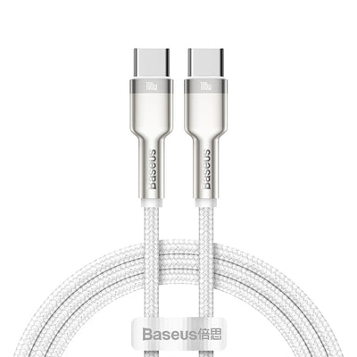 Baseus Baseus cable de datos metálico de la Serie Cafule de Tipo-C a Tipo-C 100W 1m - Blanco - Bestmart