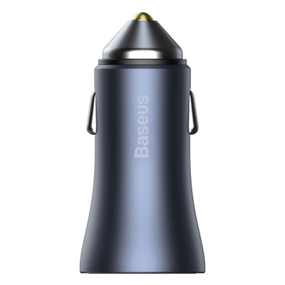 Baseus Cargador Doble Rápido de Auto Baseus Golden Contactor Pro USB + Tipo C - 40W - Gris Oscuro - Bestmart