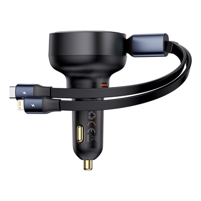 Baseus Cargador de smartphone para Auto Baseus Enjoyment Tipo C Con Cable Tipo C y Lightning - 60W - Negro - Bestmart