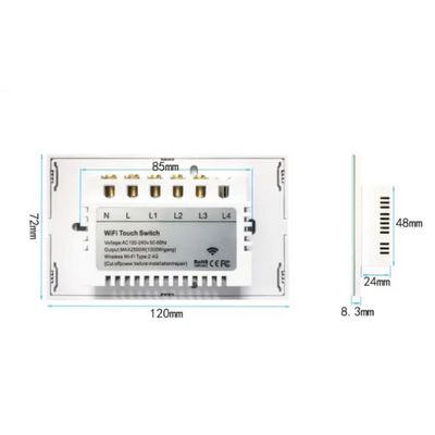 Interruptor de pared Sonoff - Sin Neutro de 2 Canales - Blanco