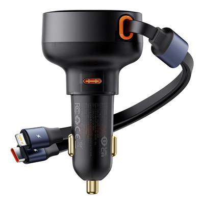Baseus Cargador de smartphone para Auto Baseus Enjoyment Tipo C Con Cable Tipo C y Lightning - 60W - Negro - Bestmart