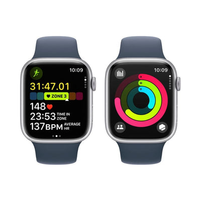 Apple Watch Series 9 (GPS) Caja Silver aluminio 45mm con Correa Sport Storm Blue - 2024 - M/L