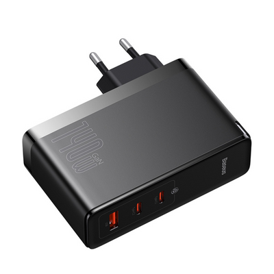 Baseus Cargador Rápido Baseus GaN5 Pro USB-C x 2 + USB - Incluye Cable Tipo C - Compatible con Macbook - 140W - Negro - Bestmart