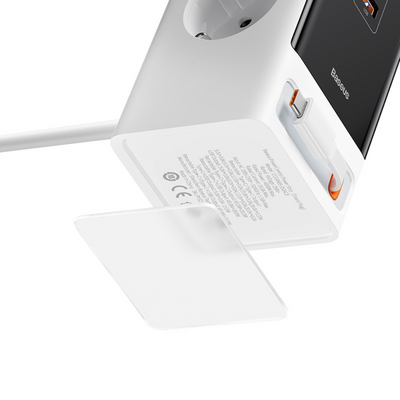 Baseus Cargador Baseus PowerCombo Digital PowerStrip (AC-Tipo C-USB-A) - 65W - Blanco - Bestmart