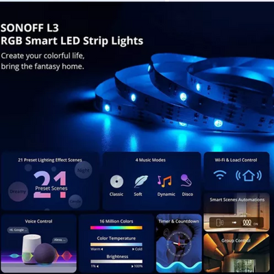 Tira LED WiFi RGB Sonoff L3 - 5 metros