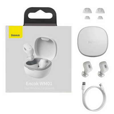 Bestmart Pack Amazon Alexa Echo Pop Lavanda + Audifono Inalambrico Baseus Encok WM01 Blanco - Bestmart