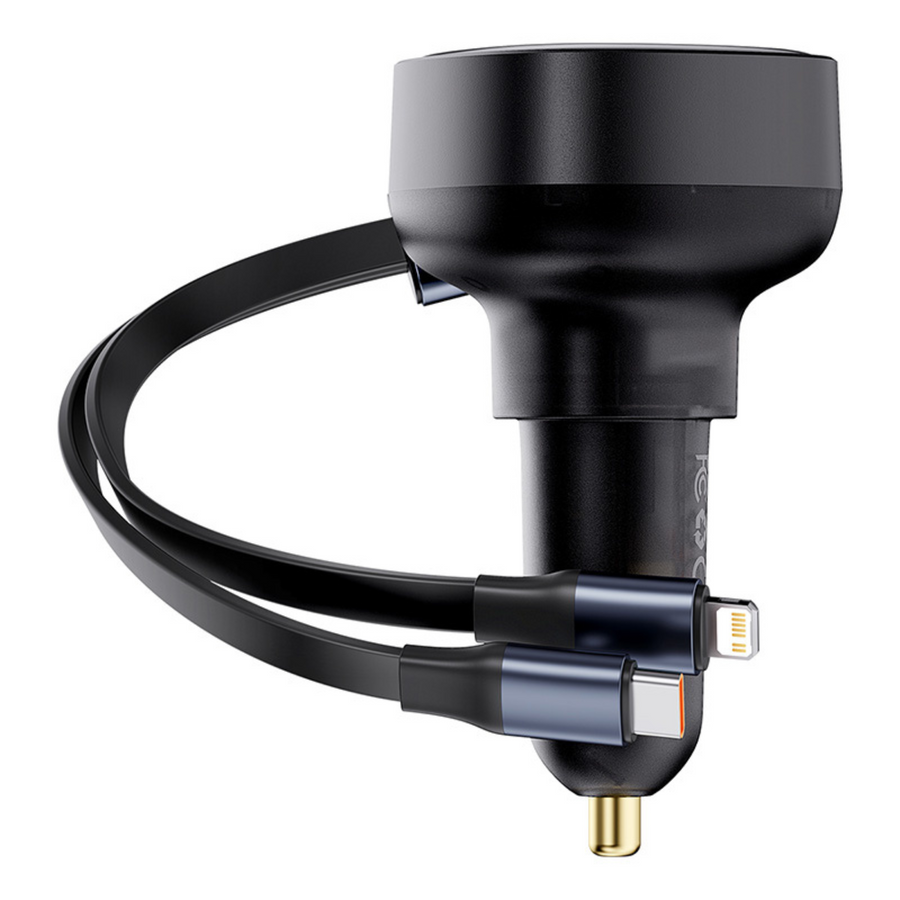 Baseus Cargador de smartphone para Auto Baseus Enjoyment Tipo C Con Cable Tipo C y Lightning - 60W - Negro - Bestmart