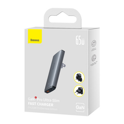 Cargador Rápido Baseus Ultra Delgado GaN5 65W - Tipo C + USB-A - Especial Viajeros